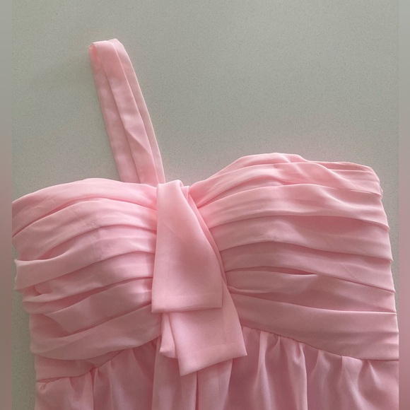 Custom-made blush pink chiffon one shoulder dress - Picture 5 of 7